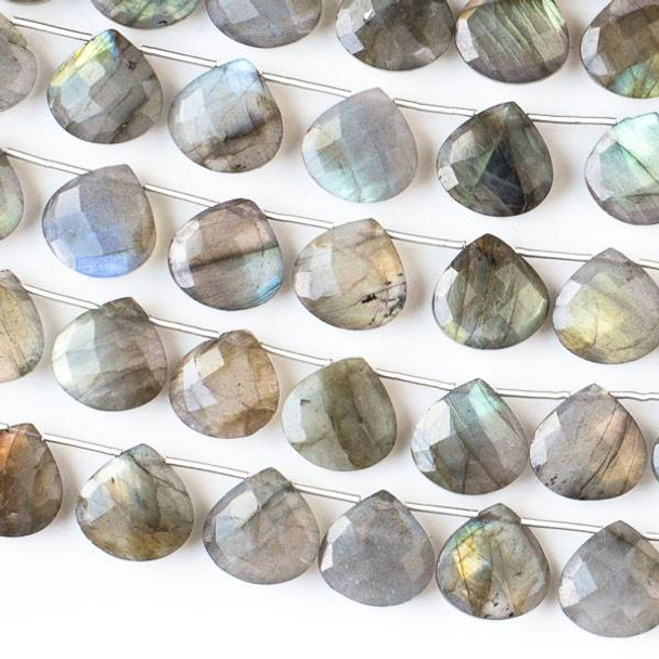 Labradorite 14mm Top Drilled Faceted Briolette Beads - 8.5 inch strand