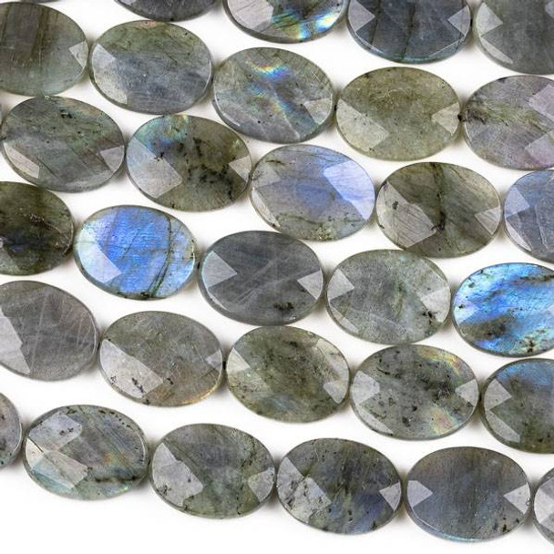 Blue Labradorite 15x20mm Faceted Oval Beads - 7.5 inch strand