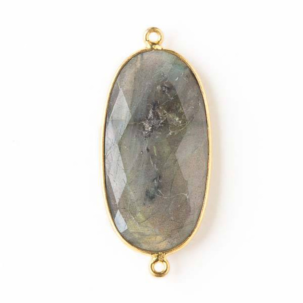 Labradorite 16x38mm Large Oval Link with a Gold Plated Brass Bezel