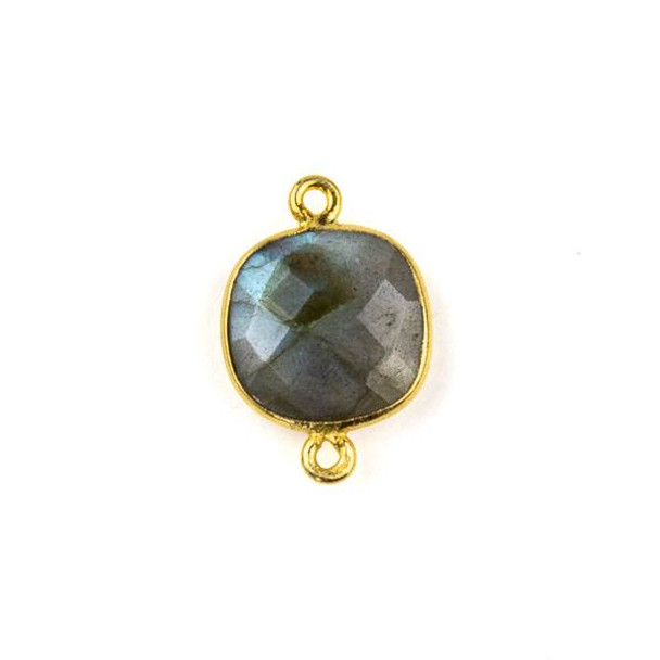 Labradorite 13x20mm Rounded Square Link with a Gold Plated Brass Bezel - 1 per bag