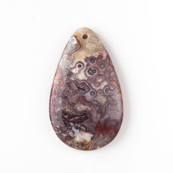 Mexican Laguna Lace Agate 30x50mm Top Front to Back Drilled Teardrop Pendant with a Flat Back - 1 per bag