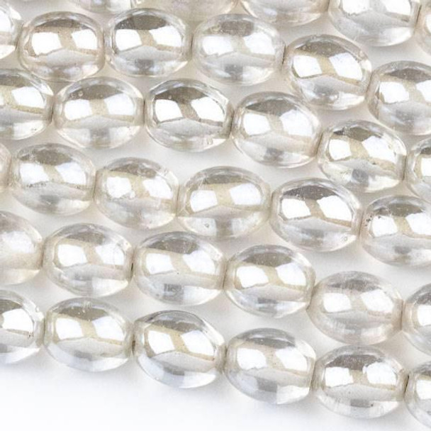 Cherry Tree Beads Handmade Indian Lampwork Glass 9x11mm Translucent Clear Egg Beads - 8 inch strand 