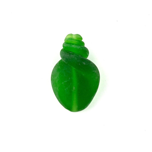 Cherry Tree Beads Handmade Lampwork Glass 16x26mm Matte Emerald Green Conch Shell Bead - 1 piece 