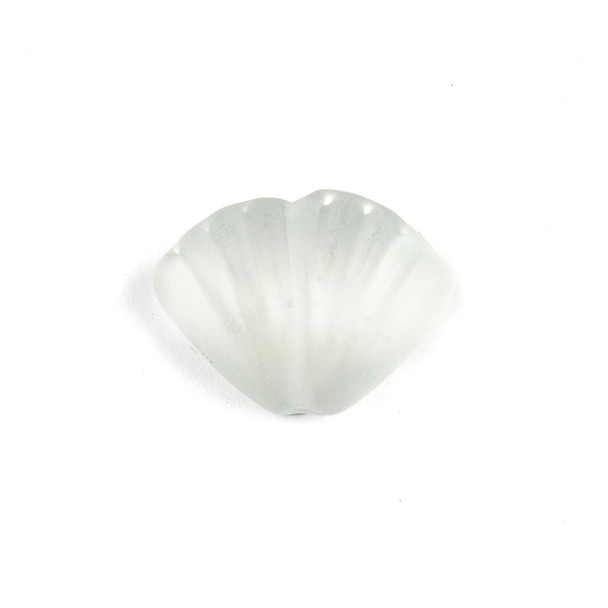 Cherry Tree Beads Handmade Lampwork Glass 20x27mm Matte Clear/White Scallop Shell Bead - 1 piece 