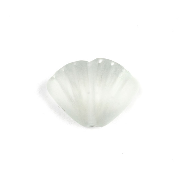Handmade Lampwork Glass 20x27mm Matte Clear/White Scallop Shell Bead - 1 per bag