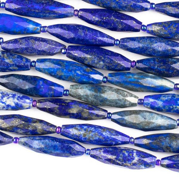 Lapis 15x30mm Faceted Rice Beads - 15 inch strand