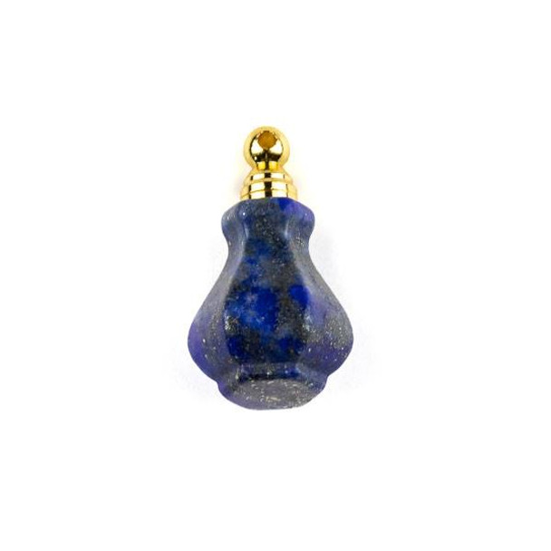 Lapis 17x21mm 6-Sided Vase Shaped Perfume Bottle Pendant with Gold Plated Stainless Steel Top #2