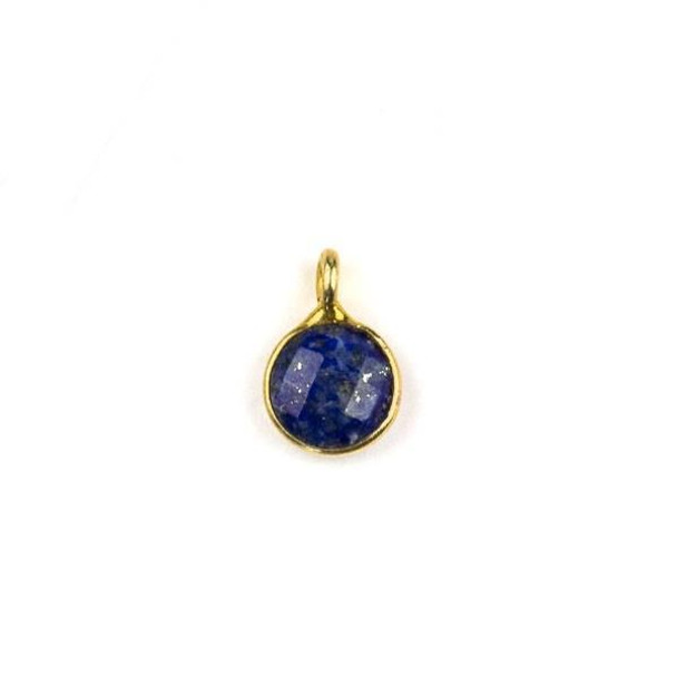 Cherry Tree Beads Lapis 7x10mm Faceted Tiny Coin Drop with a Gold Plated Brass Bezel - 1 per bag 
