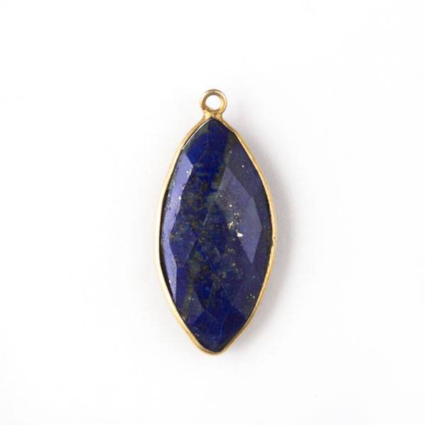 Lapis 13x29mm Marquis Drop with Gold Plated Brass Bezel