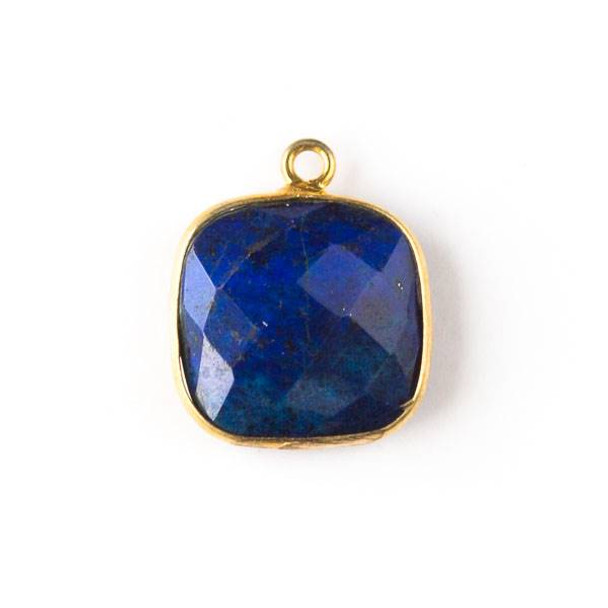 Lapis 15x18mm Square Drop with Gold Plated Brass Bezel