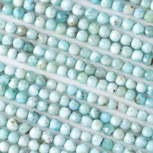 Larimar 4mm Faceted Round Beads - 16 inch strand