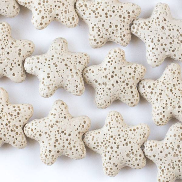 Lava 25mm Small Cream Starfish Beads - 16 inch strand