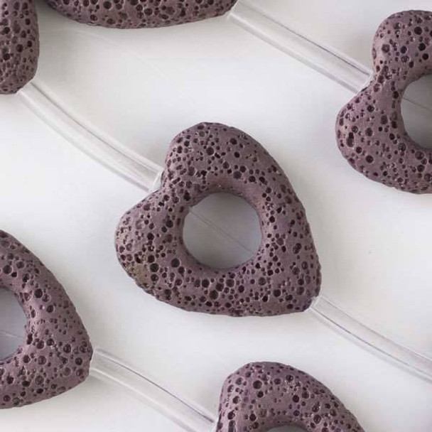 Lava 27x30mm Purple Heart Donut Beads - 16 inch strand