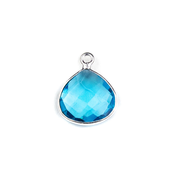 London Blue Quartz approximately 13x16mm Almond Drop with a Silver Plated Brass Bezel