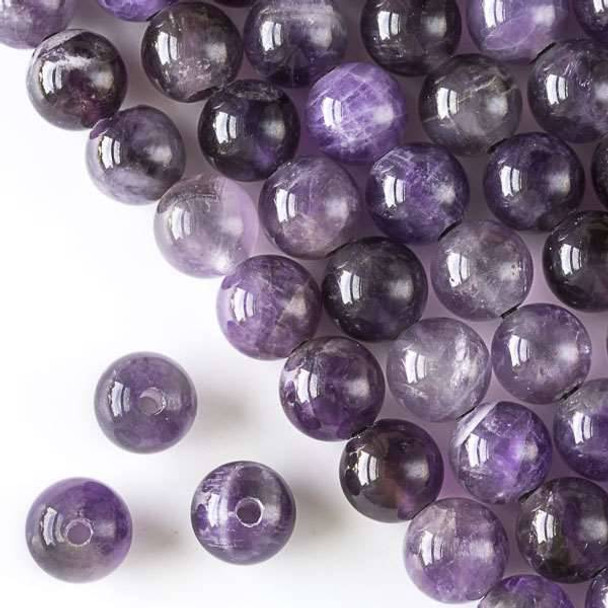 Large Hole Amethyst 12mm Round with 2.5mm Drilled Hole - approx. 8 inch strand