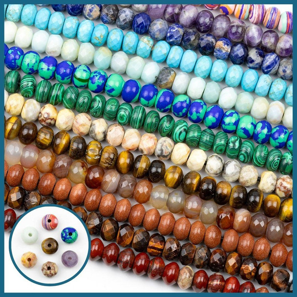 Cherry Tree Beads Large Hole Gemstone 8x12mm Rondelle Beads with 2.5mm Drilled Hole - approx. 8 inch strand  Cherry Tree Beads Large Hole Gemstone 8x12mm Rondelle Beads with 2.5mm Drilled Hole - approx. 8 inch strand