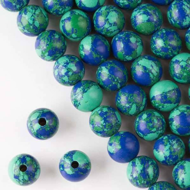 Large Hole Synthetic Azurite 12mm Round with 2.5mm Drilled Hole - approx. 8 inch strand