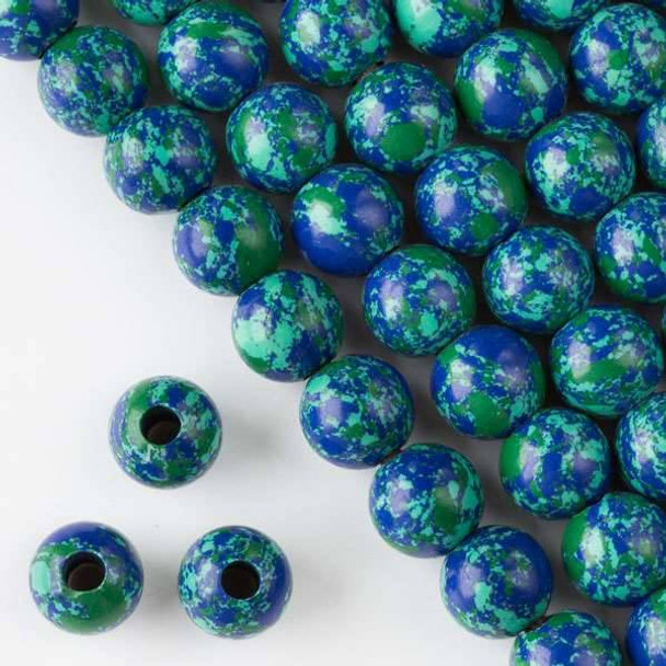 Large Hole Synthetic Azurite 12mm Round with 4mm Drilled Hole - approx. 8 inch strand