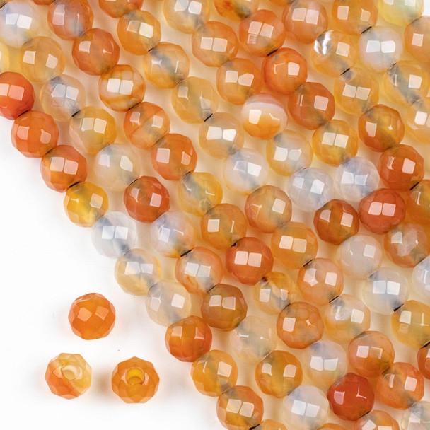 Cherry Tree Beads Faceted Large Hole Multicolor Carnelian 8mm Round with a 2.5mm Drilled Hole - approx. 8 inch strand 