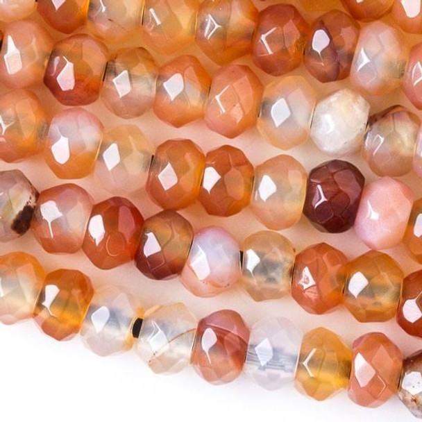 Cherry Tree Beads Faceted Large Hole Multicolor Carnelian 5x8mm Rondelle with a 2.5mm Drilled Hole - approx. 8 inch strand 
