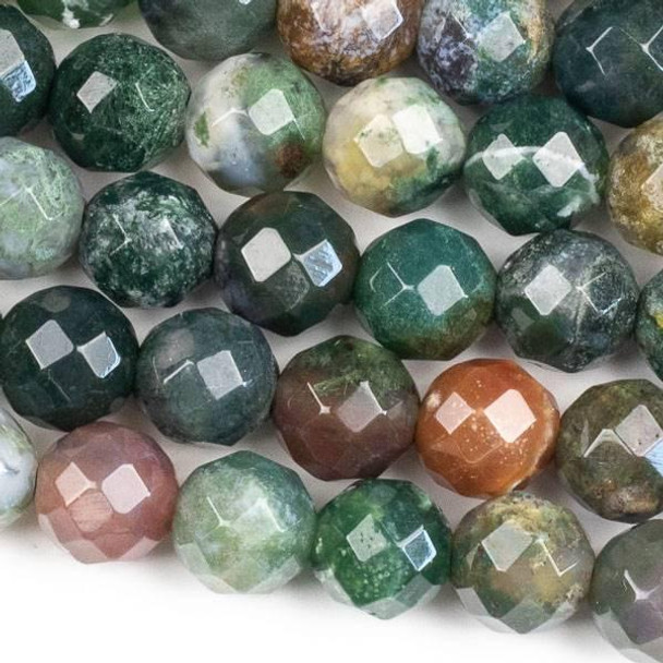 Cherry Tree Beads Faceted Large Hole Fancy Jasper 12mm Round Beads with a 2.5mm Drilled Hole - approx. 8 inch strand 