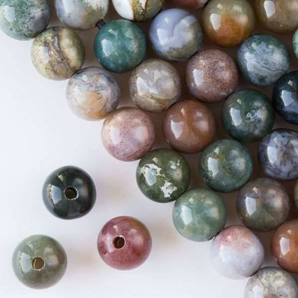 Large Hole Fancy Jasper 12mm Round with 2.5mm Drilled Hole - approx. 8 inch strand