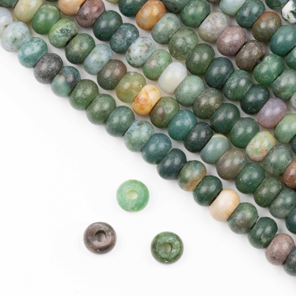 Matte Large Hole Fancy Jasper 5x8mm Rondelle Beads with 2.5mm Drilled Hole - approx. 8 inch strand