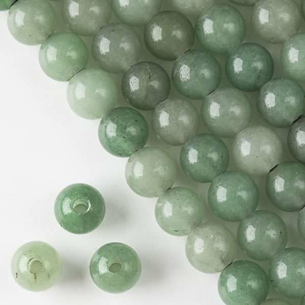 Large Hole Green Aventurine 10mm Round with a 2.5mm Drilled Hole - approx. 8 inch strand
