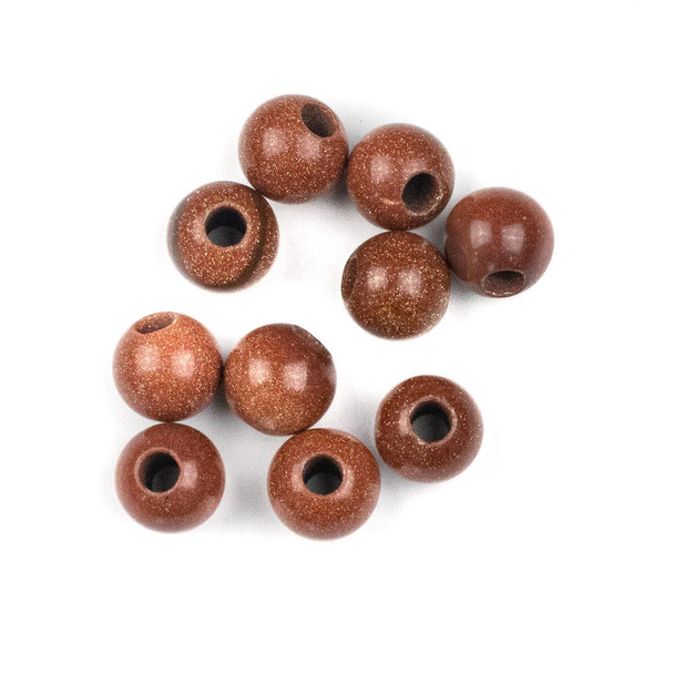 Cherry Tree Beads Large Hole Goldstone 12mm Round with 4mm Drilled Hole - 10 per bag 