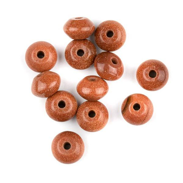 Large Hole Goldstone 8x12mm Rondelle with 2.5mm Drilled Hole - 12 per bag