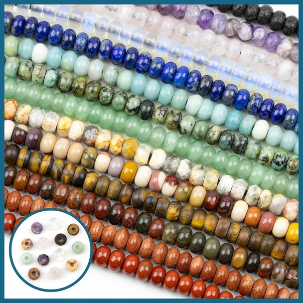 Cherry Tree Beads Large Hole Gemstone 5x8mm Rondelle with 2.5mm Drilled Hole - approx. 8 inch strand  Cherry Tree Beads Large Hole Gemstone 5x8mm Rondelle with 2.5mm Drilled Hole - approx. 8 inch strand