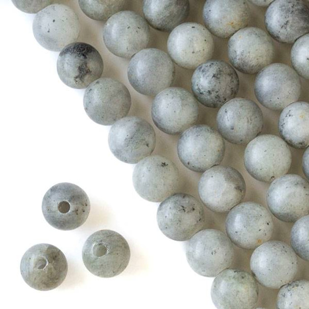 Matte Large Hole Labradorite 10mm Round Beads with a 2.5mm Drilled Hole - approx. 8 inch strand