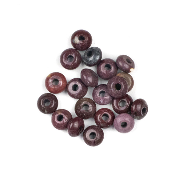 Large Hole Mookaite 5x8mm Rondelle with 2.5mm Drilled Hole - 20 per bag