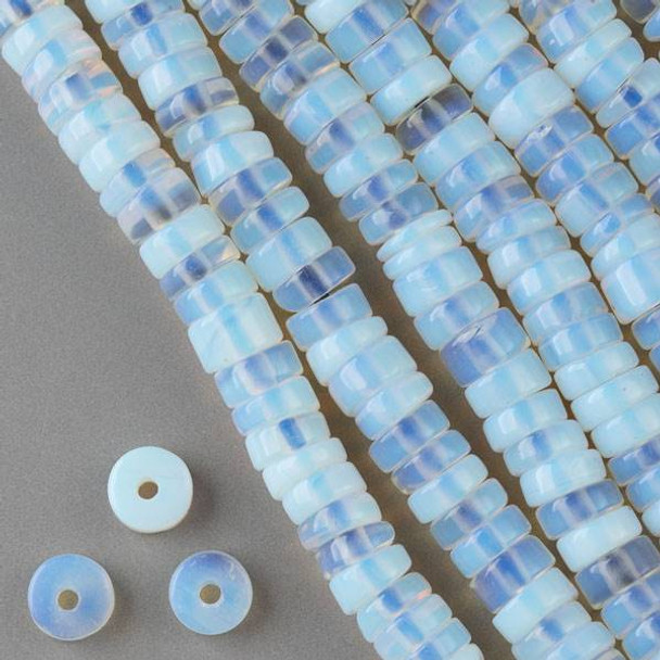 Large Hole Opaline 3-5x10mm Heishi with 2.5mm Drilled Hole - approx. 8 inch strand