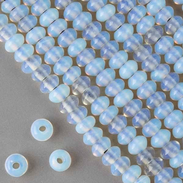 Large Hole Opaline 5x8mm Rondelle with 2.5mm Drilled Hole - approx. 8 inch strand