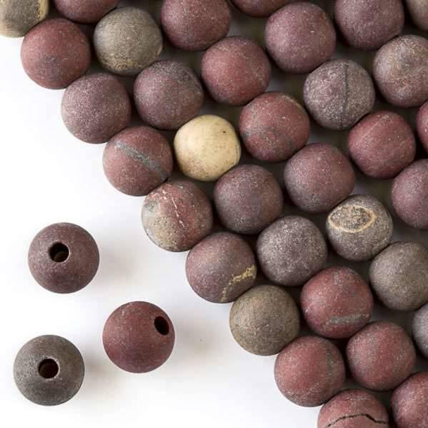 Cherry Tree Beads Matte Large Hole Rainbow Jasper 10mm Round with a 2.5mm Drilled Hole - approx. 8 inch strand 