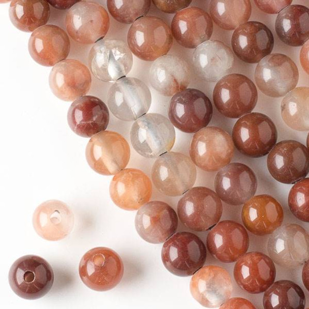 Large Hole Red Rutilated Quartz 10mm Round Beads with a 2.5mm Drilled Hole - approx. 8 inch strand