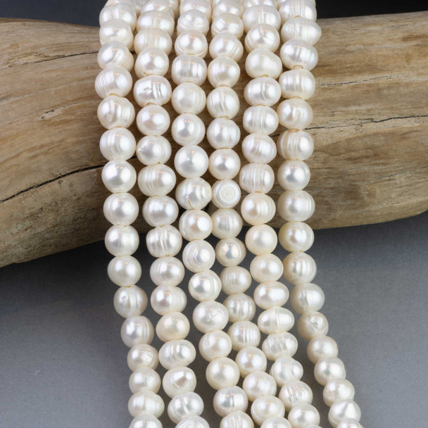 Large Hole Freshwater Pearl Beads in White Potato style