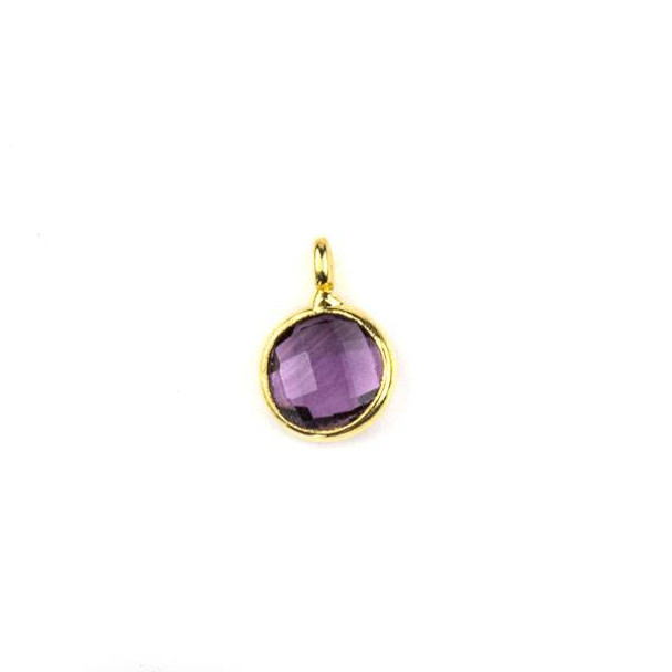 Lilac Purple Quartz 7x10mm Coin Drop with a Gold Plated Brass Bezel - 1 per bag