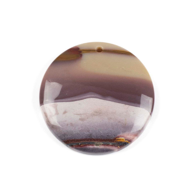 Multicolor Mookaite 40mm Top Front to Back Drilled Coin Pendant with a Flat Back - 1 per bag