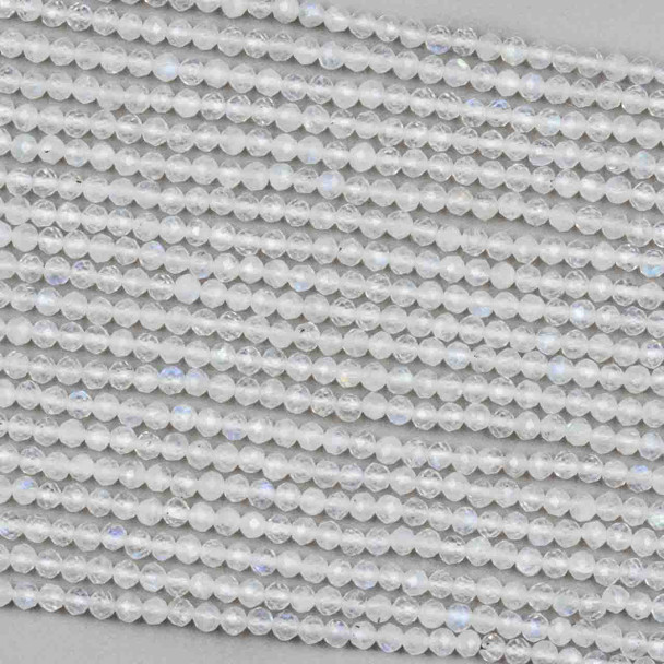 Blue Moonstone 2.5mm Faceted Round Beads - 15 inch strand