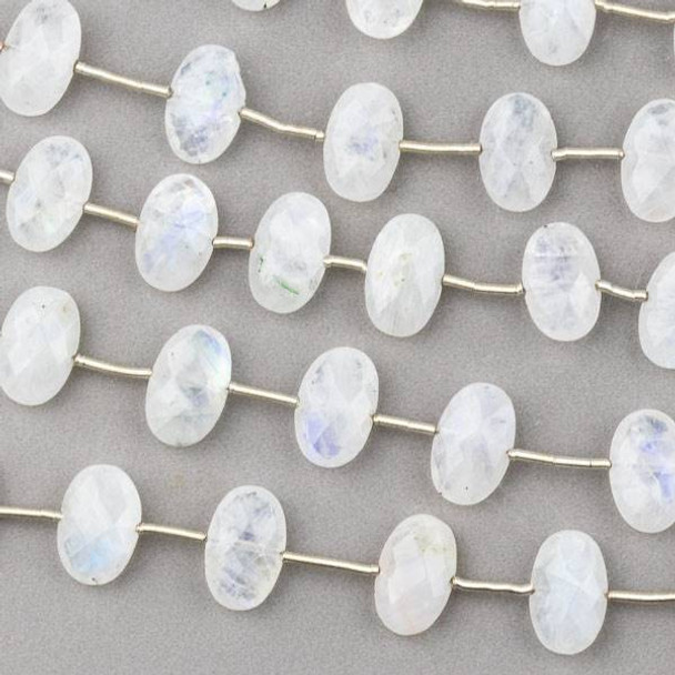 Moonstone 7x11mm Horizonally Drilled Faceted Oval Beads - 8 inch strand