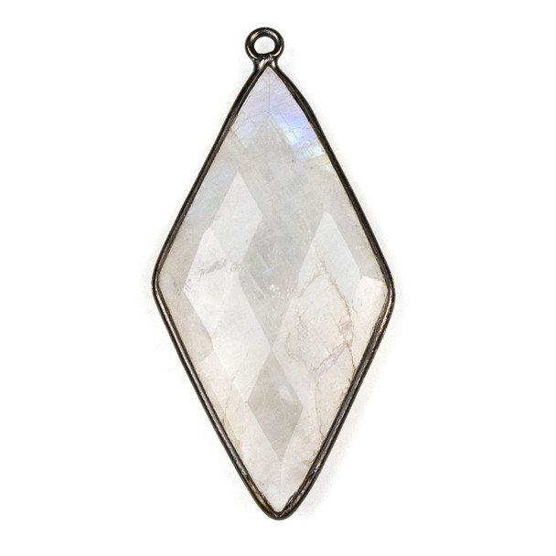 Moonstone approximately 21x44mm Diamond Drop with a Gun Metal Plated Brass Bezel - 1 per bag