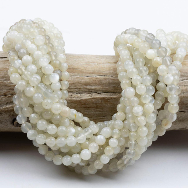 Cherry Tree Beads White Moonstone 5-6mm Rounds - 15.5 inch strand 