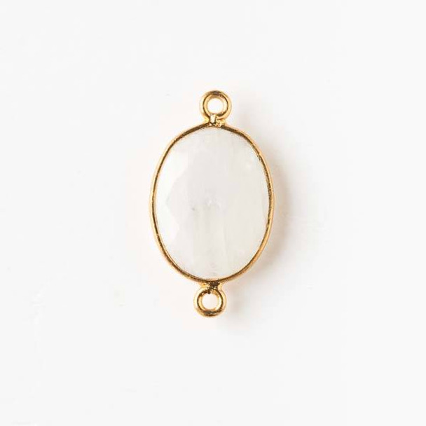 Moonstone 13x24mm Oval Link with a Gold Plated Brass Bezel