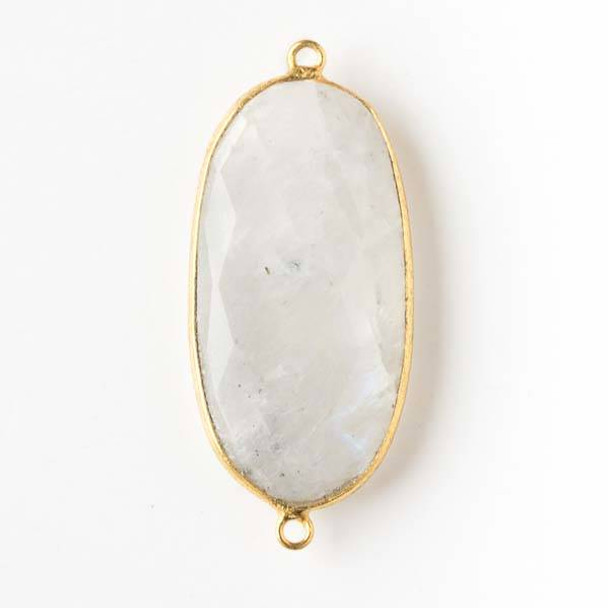 Moonstone 16x38mm Large Oval Link with a Gold Plated Brass Bezel