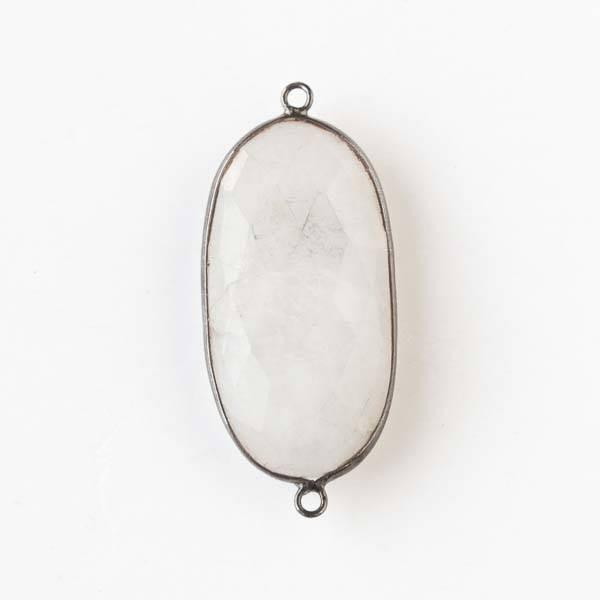 Cherry Tree Beads Moonstone 16x38mm Large Oval Link with a Gun Metal Plated Brass Bezel 