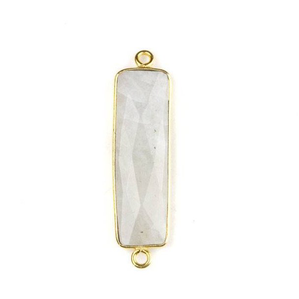 Moonstone 9x35mm Faceted Rectangle Link with a Gold Plated Brass Bezel