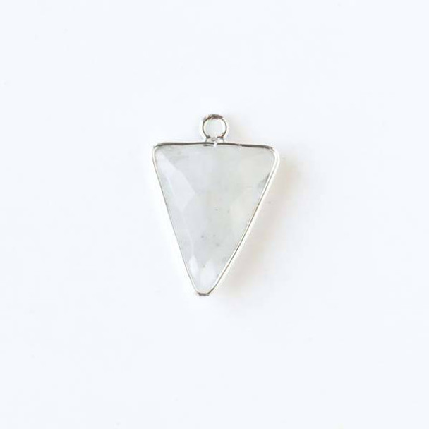 Moonstone 14x20mm Triangle Drop with a Silver Plated Brass Bezel