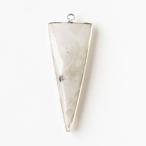 Moonstone 16x41mm Triangle Drop with a Silver Plated Brass Bezel